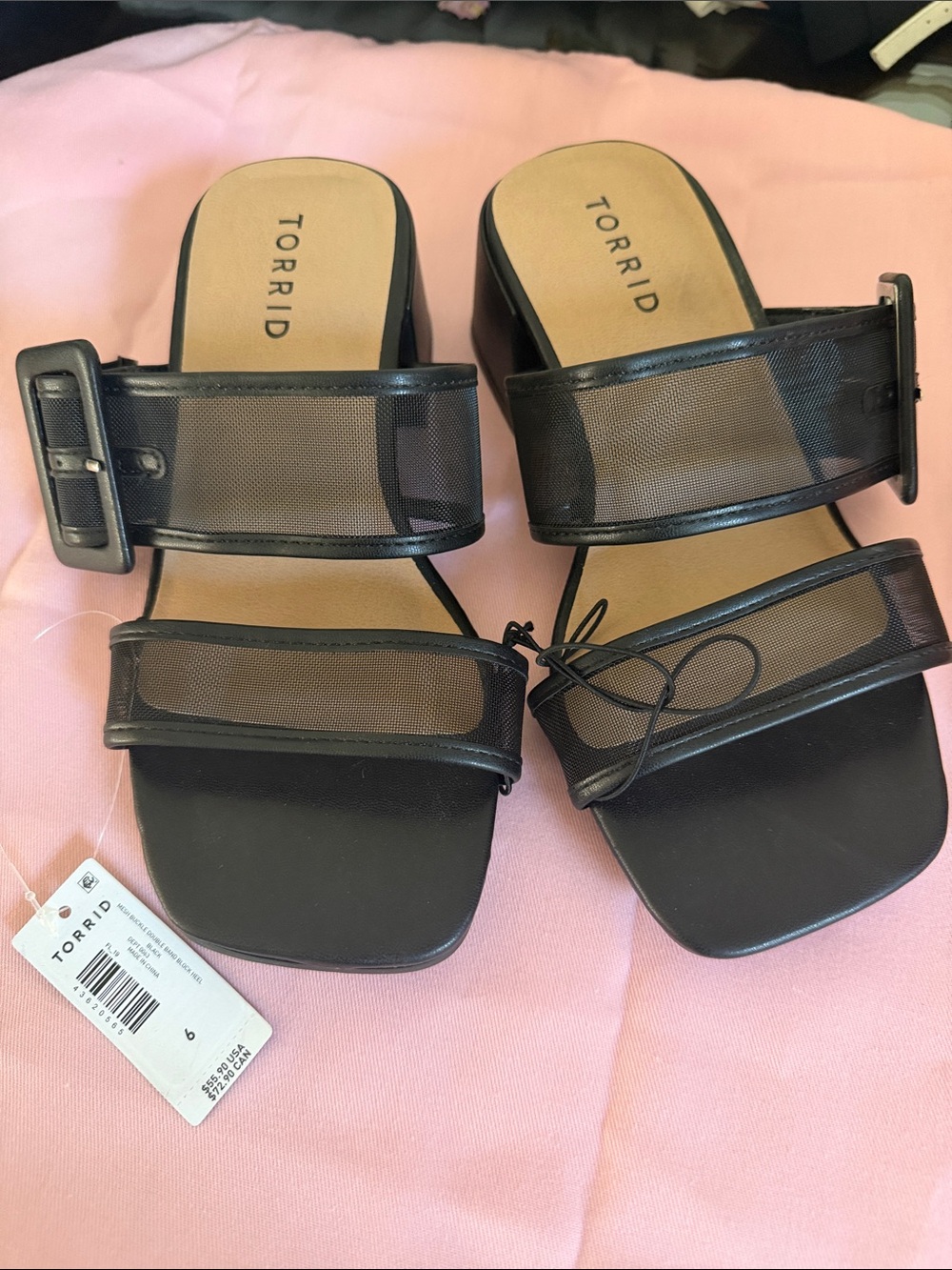 torrid Black Mesh Buckle Slide Mules